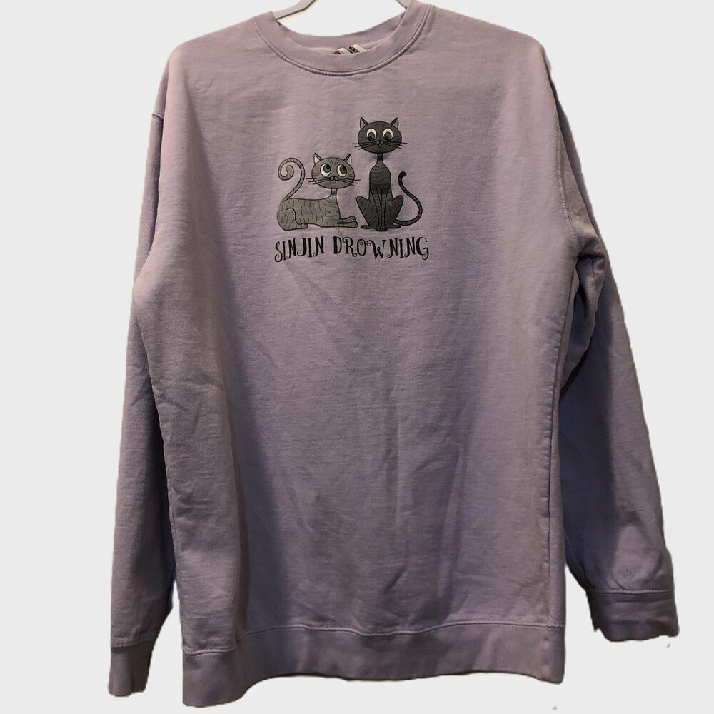 Limited Edition "Sinjin Drowning" Purple Cat Graphic Sweatshirt (Size 2XL)